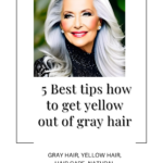 Woman with gray hair using a hair mask to prevent yellowing